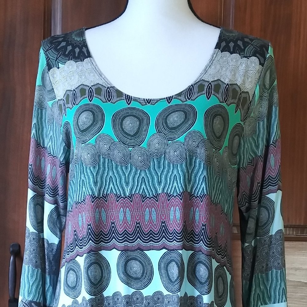 Salaam patterned long sleeve tunic dress/top - Large - EUC